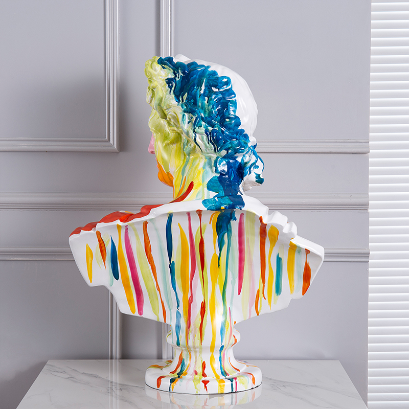 OEM Resin David Statue Resin Sculpture Ornaments Painted Figure David Portrait Statue Apollo Abstract Art Ceramic Floral Ornaments Manufacturer, Product