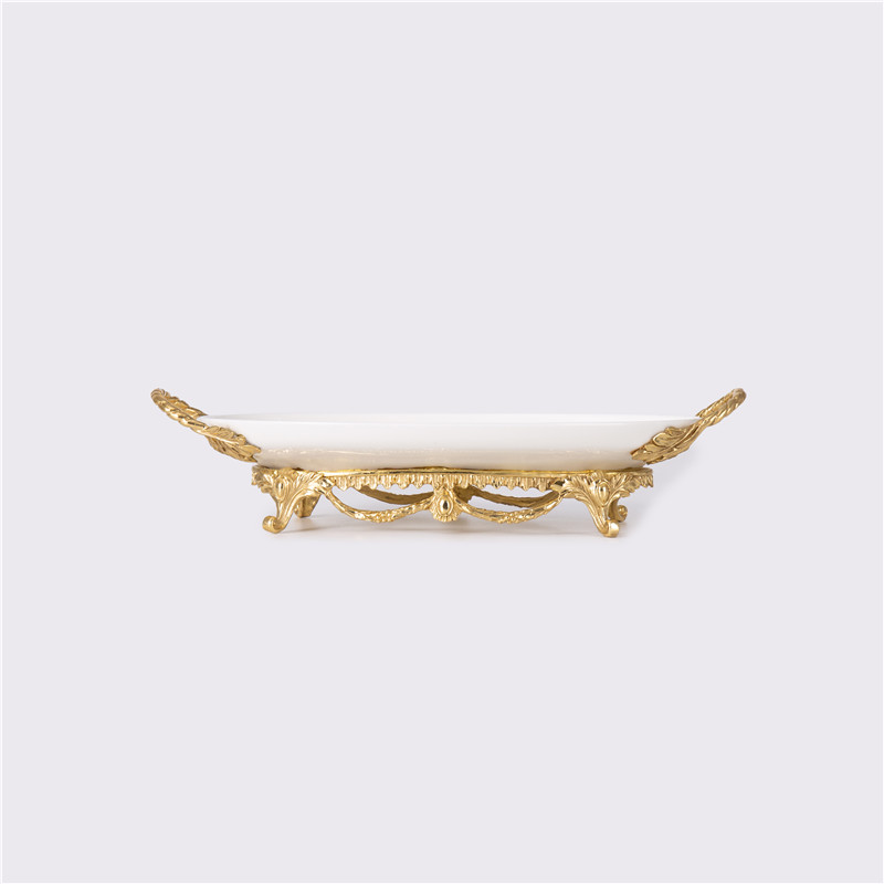 China Oval Fruit Plate Dried Fruit Plate Candy Dish Oval Fruit Bowl Brass Base Supplier, Suppliers