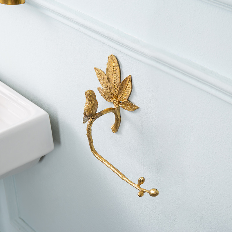 Solid brass paper towel holder detailed view 2
