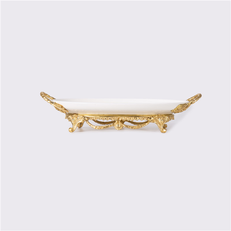 China Oval Fruit Plate Dried Fruit Plate Candy Dish Oval Fruit Bowl Brass Base Supplier, Suppliers