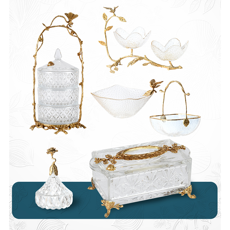 China Three-Layer Basket Three-Tiered Candy Box Three-Layer Basket Glass Bowl Brass Base Manufacturer, Manufacturers