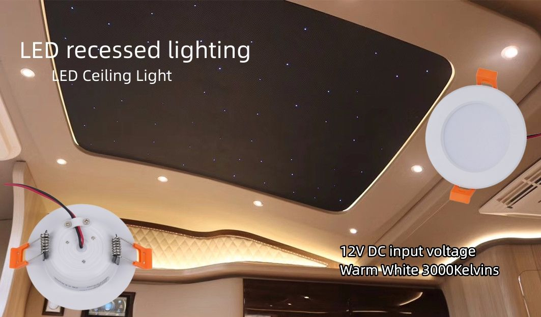 LED Panel Light DC 12V 3W Recessed LED Ceiling Light Warm White 2700K Low Voltage LED Down Light for RV Camper Vans Trunk Car