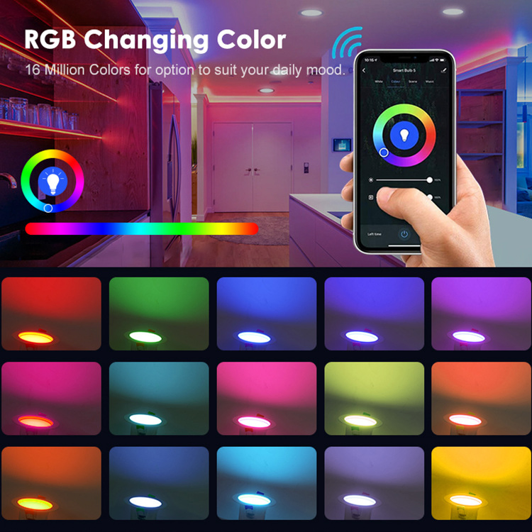 High Quality 7W 10W 3 Inches 4 Inches Recessed Mounted Ceiling Smart Alexa Control Commercial Lighting LED RGB Downlight