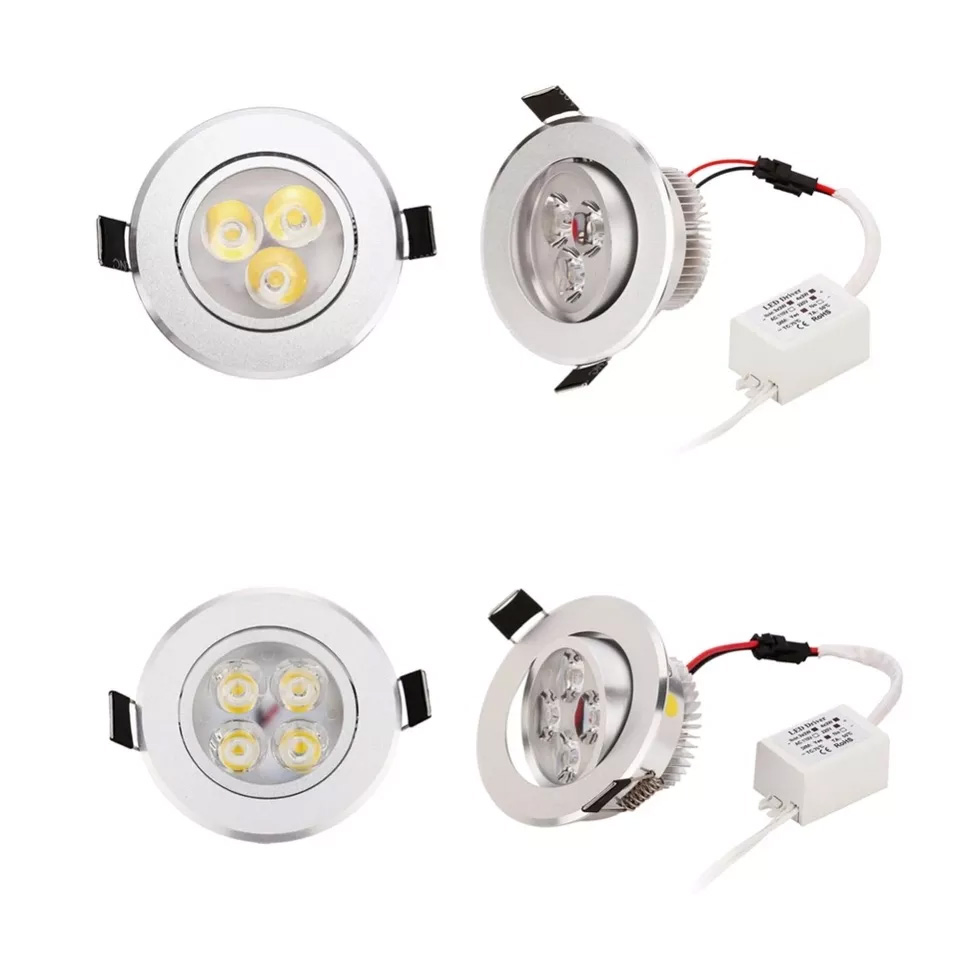 Round Dimmable Downlight 3W/5W/7W/9W/12W/18W LED Ceiling Spotlight Embedded High-Power Ceiling Spotlight AC85-265V or DC 6V-20V