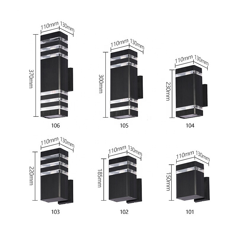 IP65 Outside Square up and Down Lights Outdoor Wall Light Sconce Aluminum Waterproof LED Outdoor Wall Lamps for Wall Patio