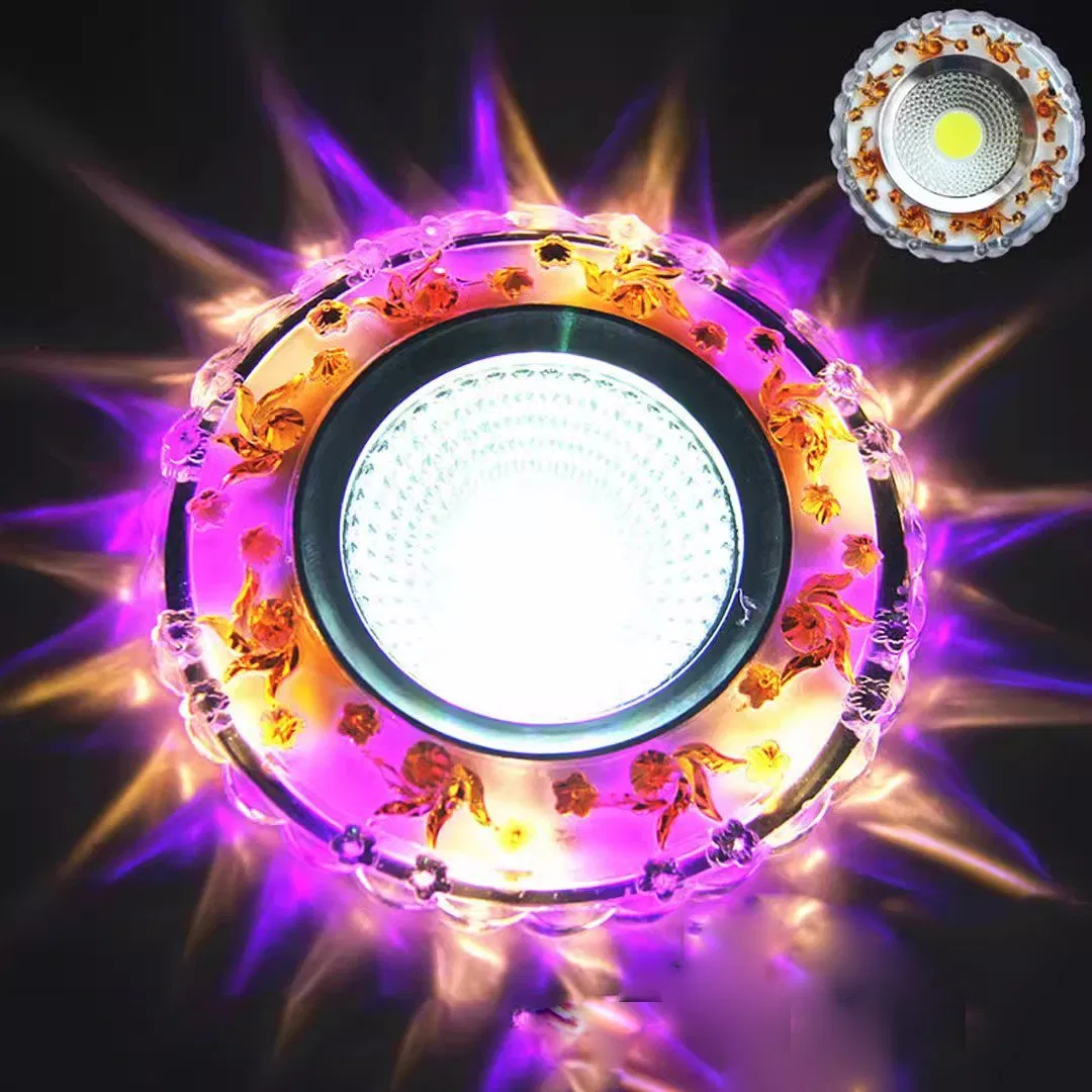 Crystal LED RGB Downlight 3W Recessed Ceiling Light with LED Decorative Spotlight for Creative Corridor in Hallway, Hallway, Living Room, Bedroom (RGB)