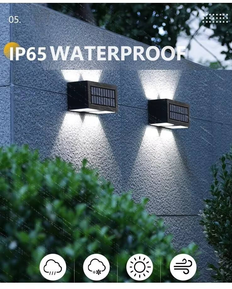 Solar Outdoor Waterproof Garden Lights LED Wall Lamps Decorative up and Down Lighting for Garden Yard