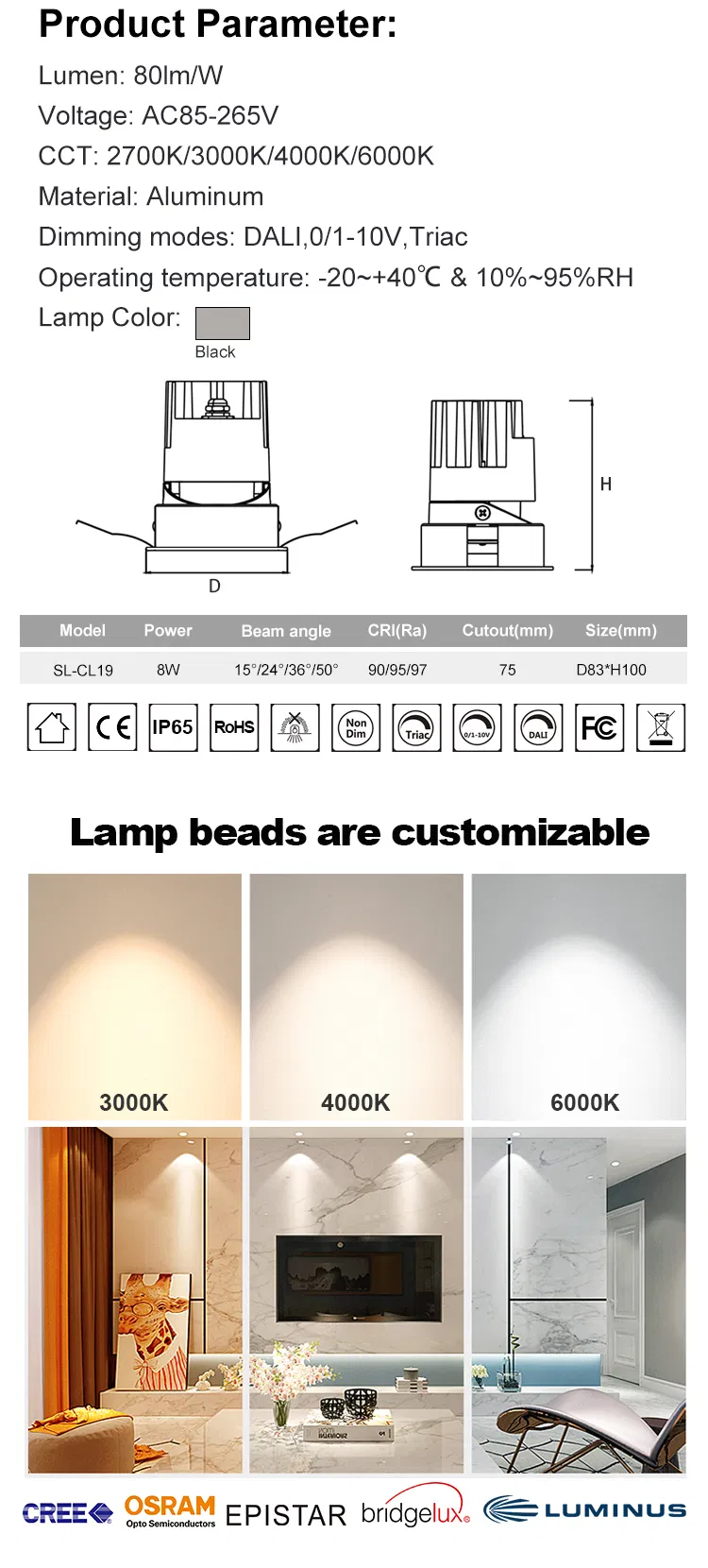 Aluminum Anti Glare Downlight