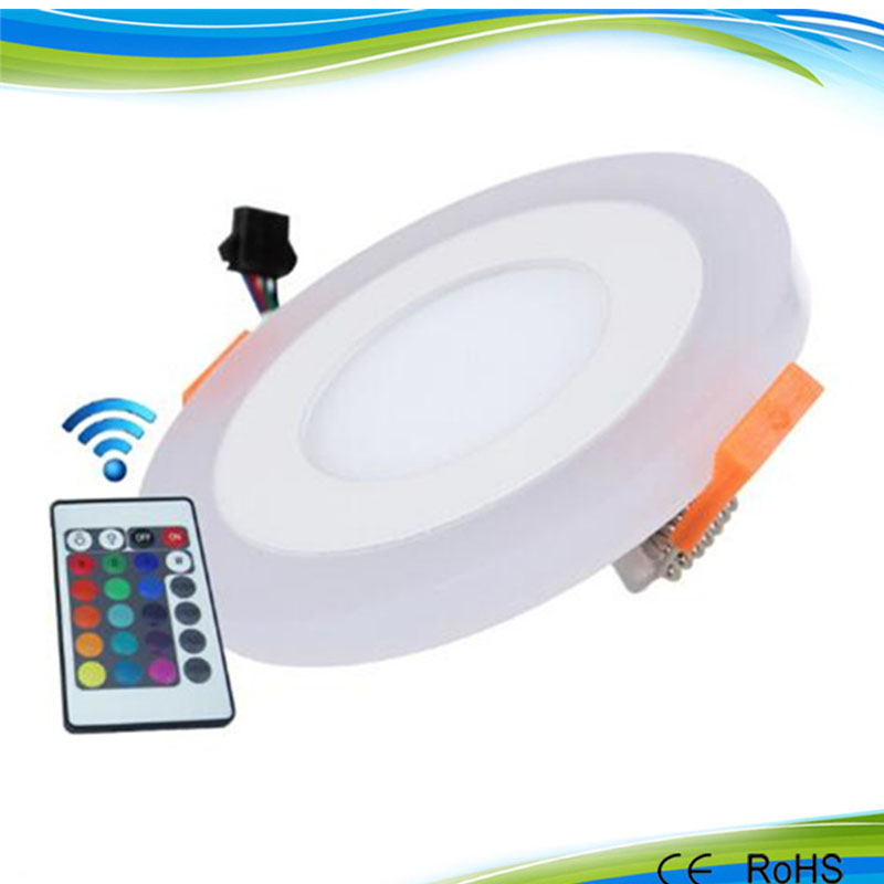 6/3W Concealed Round RGB Two-Color Panel Light Embedded Ceiling Light Downlight