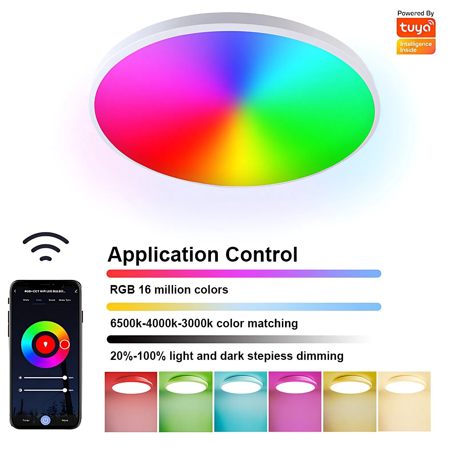 Round RGB Recessed Ceiling Color Changing APP Control WiFi LED Down Light Smart Light Alexa Voice Control