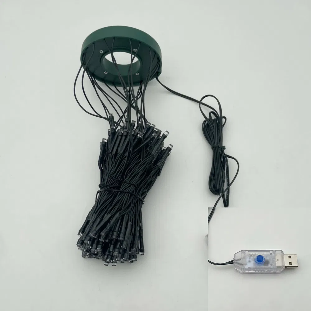 Waterproof 1.5m 2m 3m LED Christmas Tree Strip Light USB5V with a Round Ring on Top Linear Chains Go Down Warm Whtie RGB String Light