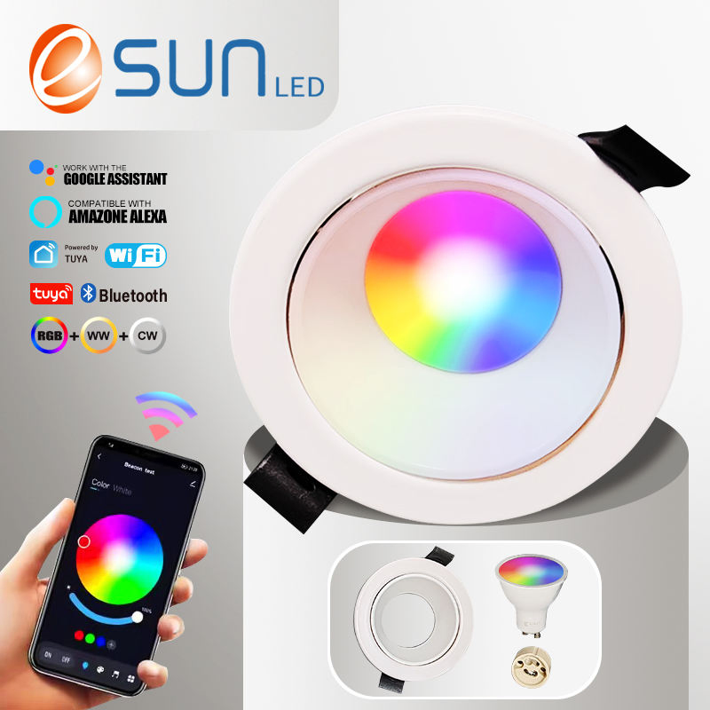 5W RGB LED Downlight Tuya WiFi Smart GU10 Adjustable Embedded Installation
