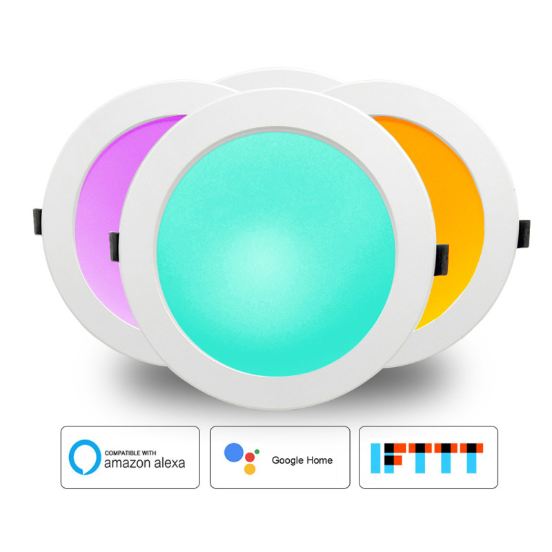 Tuya WiFi Smart Wireless Dimmable RGB RGBW Rgbcw 2.5" 3" 4" LED Downlight Without Hub Work with Echo DOT