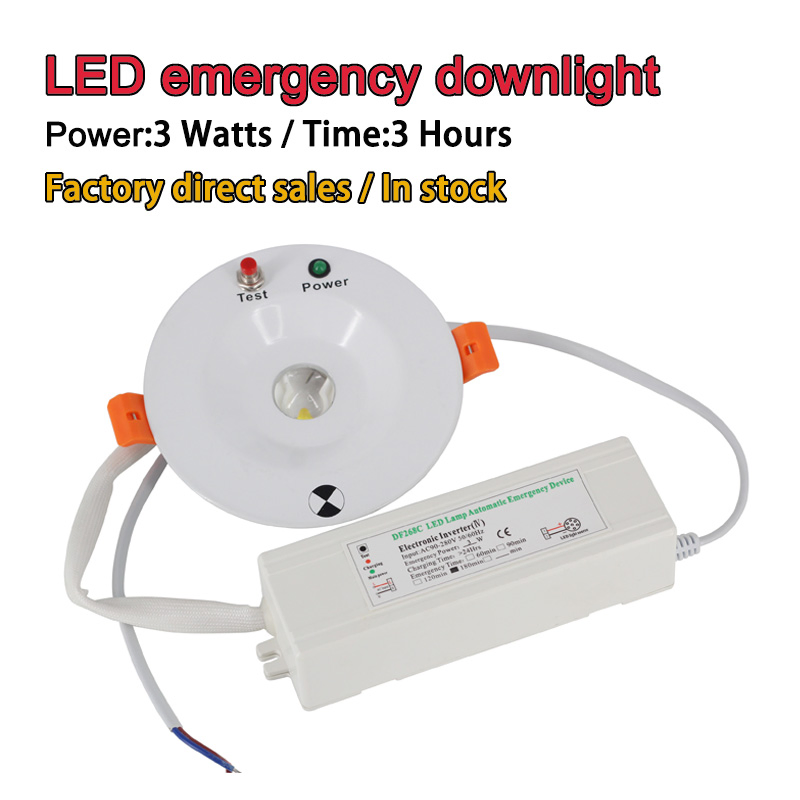 90-280V Round Type Emergency Spot Light 3 Watts 3 Hours Emergency Downlight