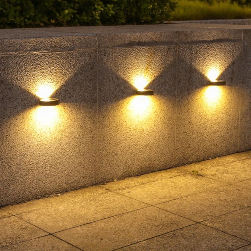 Solar Outdoor Round up and Down Wall Light LED Waterproof Courtyard Garden Corridor Villa Balcony Lamp