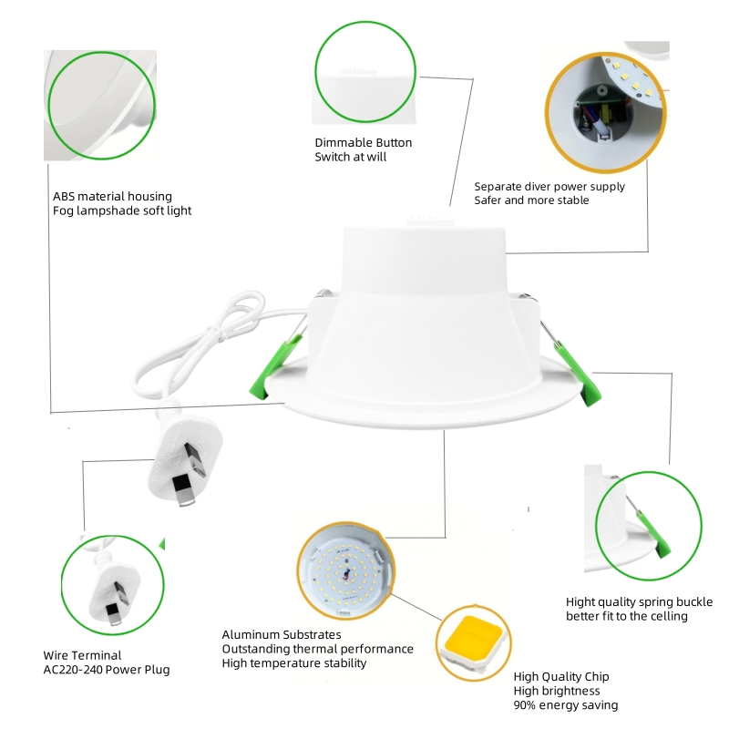 Aluminum Lamp LED Downlight Dimmable Office Home Anti-Glare Ceiling Spotlight