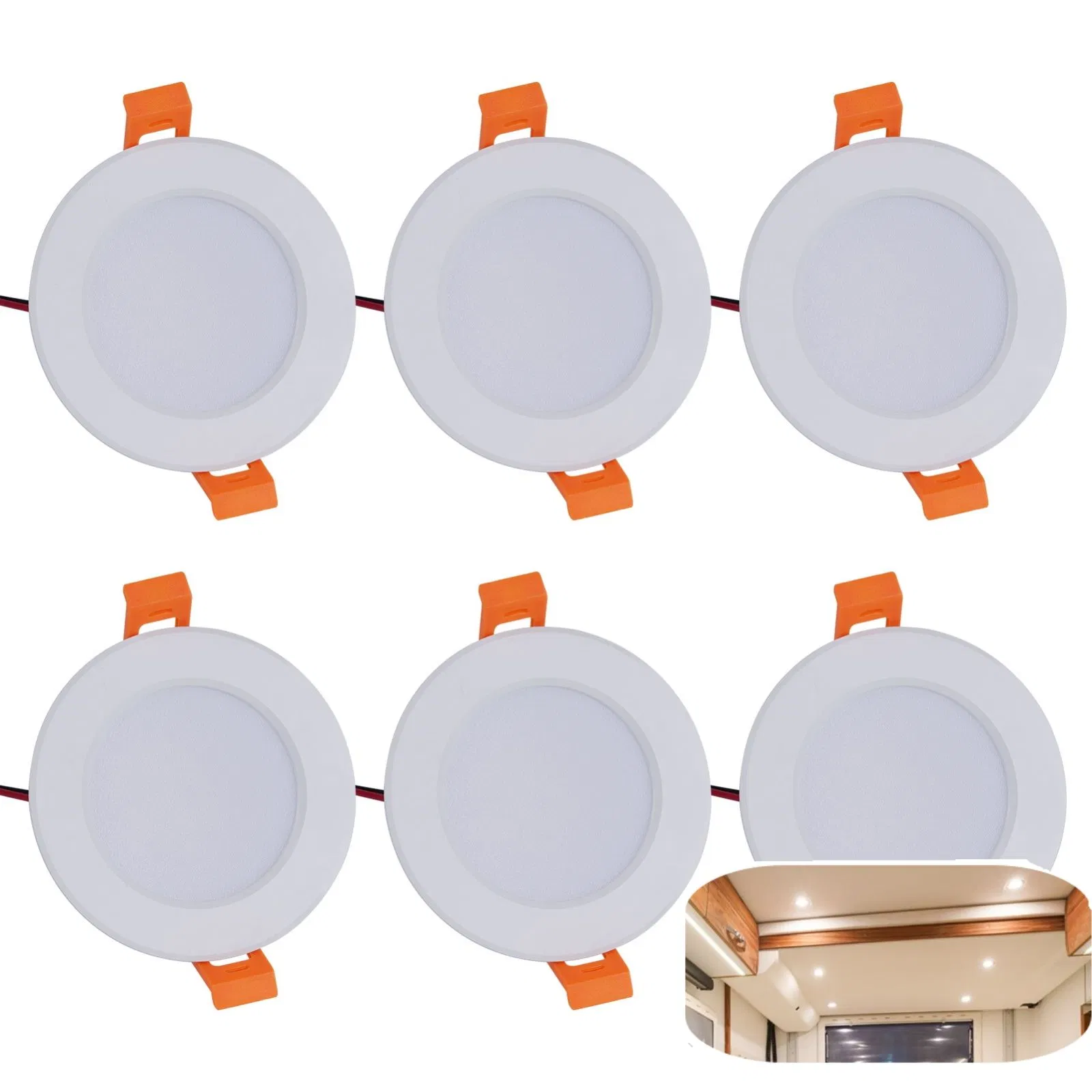 LED Panel Light DC 12V 3W Recessed LED Ceiling Light Warm White 2700K Low Voltage LED Down Light for RV Camper Vans Trunk Car