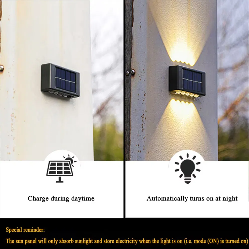 LED Solar Opulent Light up Down Wall Lights Warm White Illuminate Outdoor Wall Lamps Small Exterior Light Fixture Waterproof for Home Porch