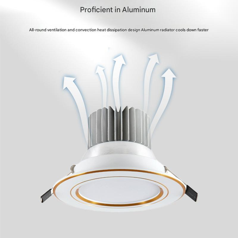 LED Three-Color Light Changing Downlight Hotel Room Ultra-Thin Anti-Fog Downlight