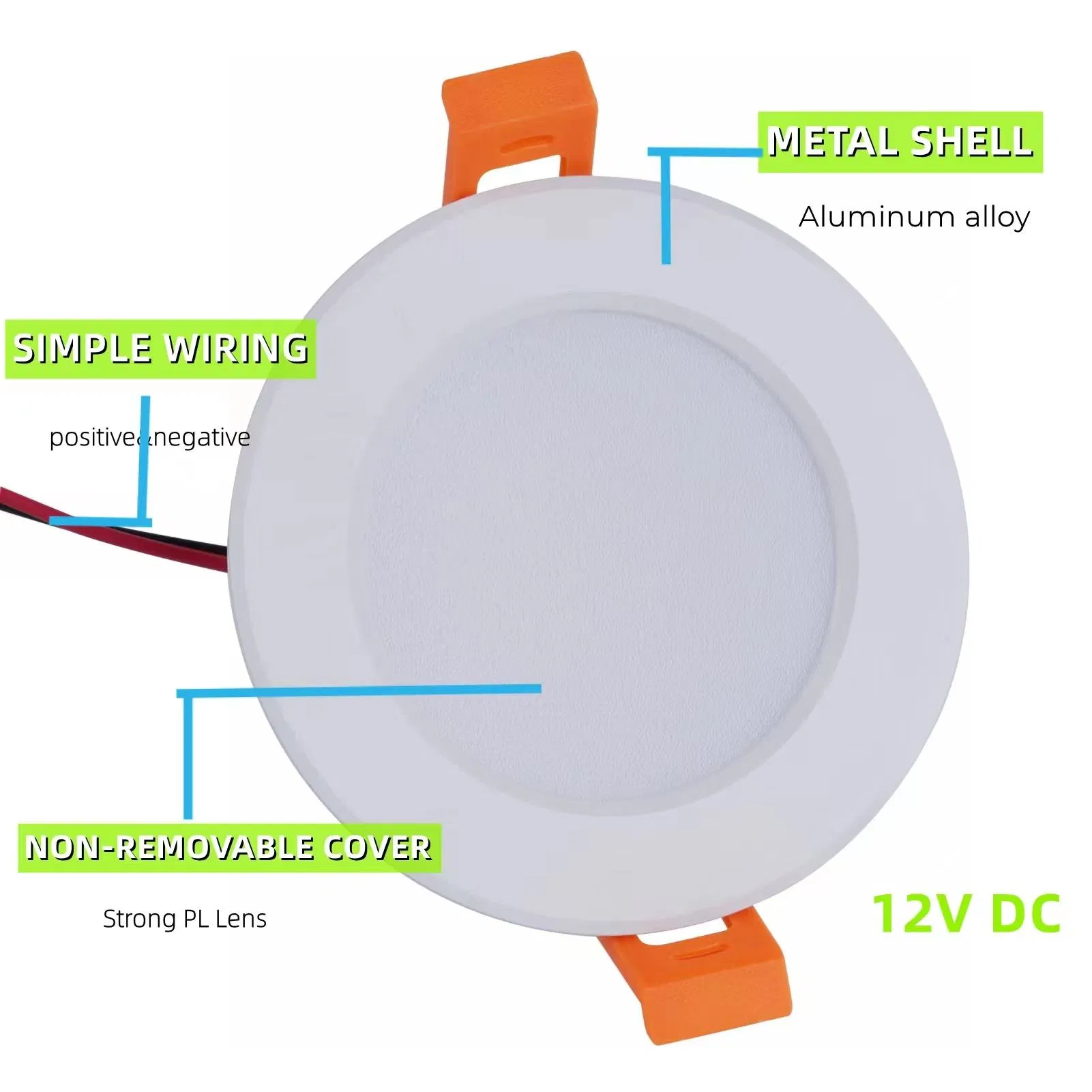 LED Panel Light DC 12V 3W Recessed LED Ceiling Light Warm White 2700K Low Voltage LED Down Light for RV Camper Vans Trunk Car