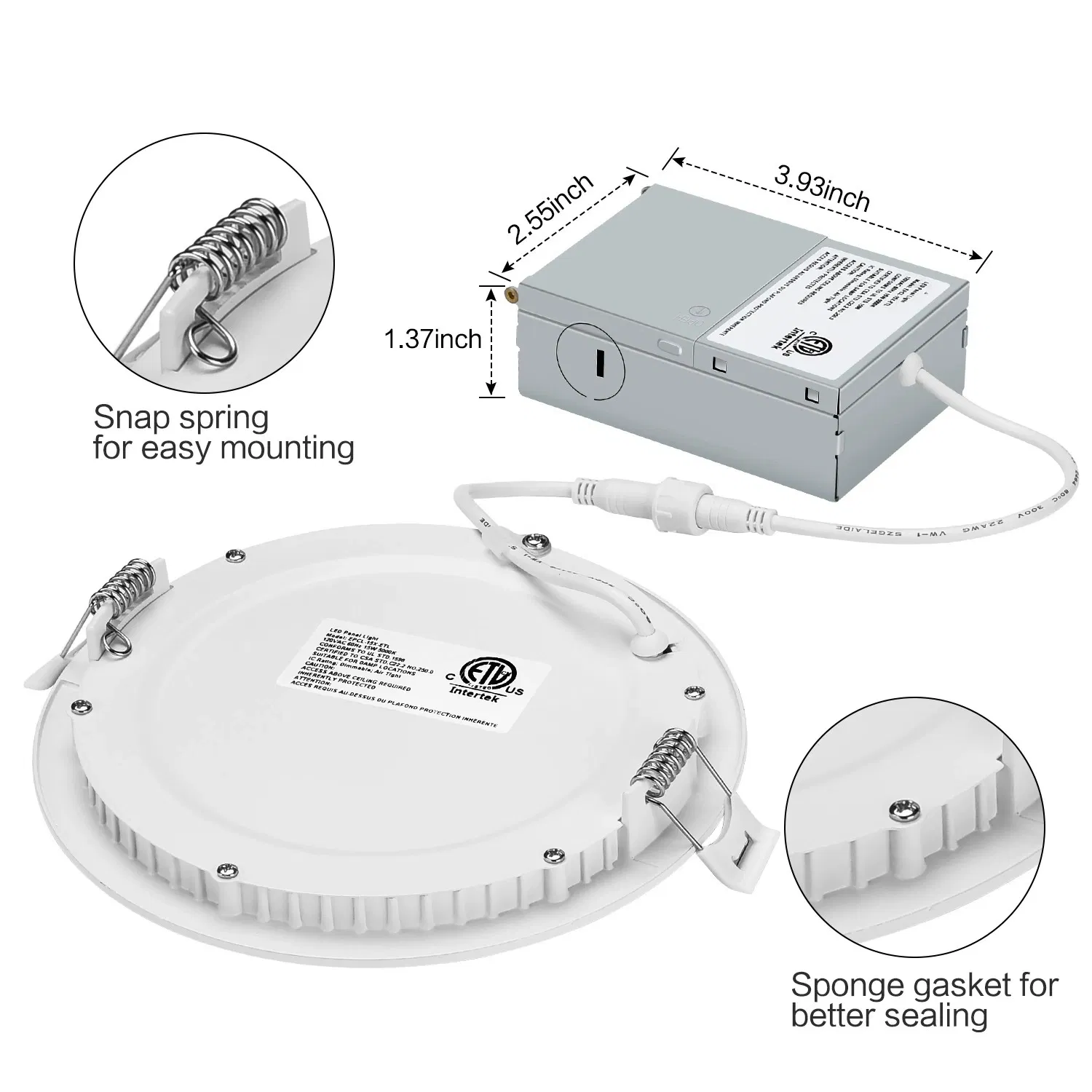 ETL North America Residential 4 6 Inches 3CCT 5CCT Dimmable Recessed LED Slim Panel Ceiling Light Flat Downlight