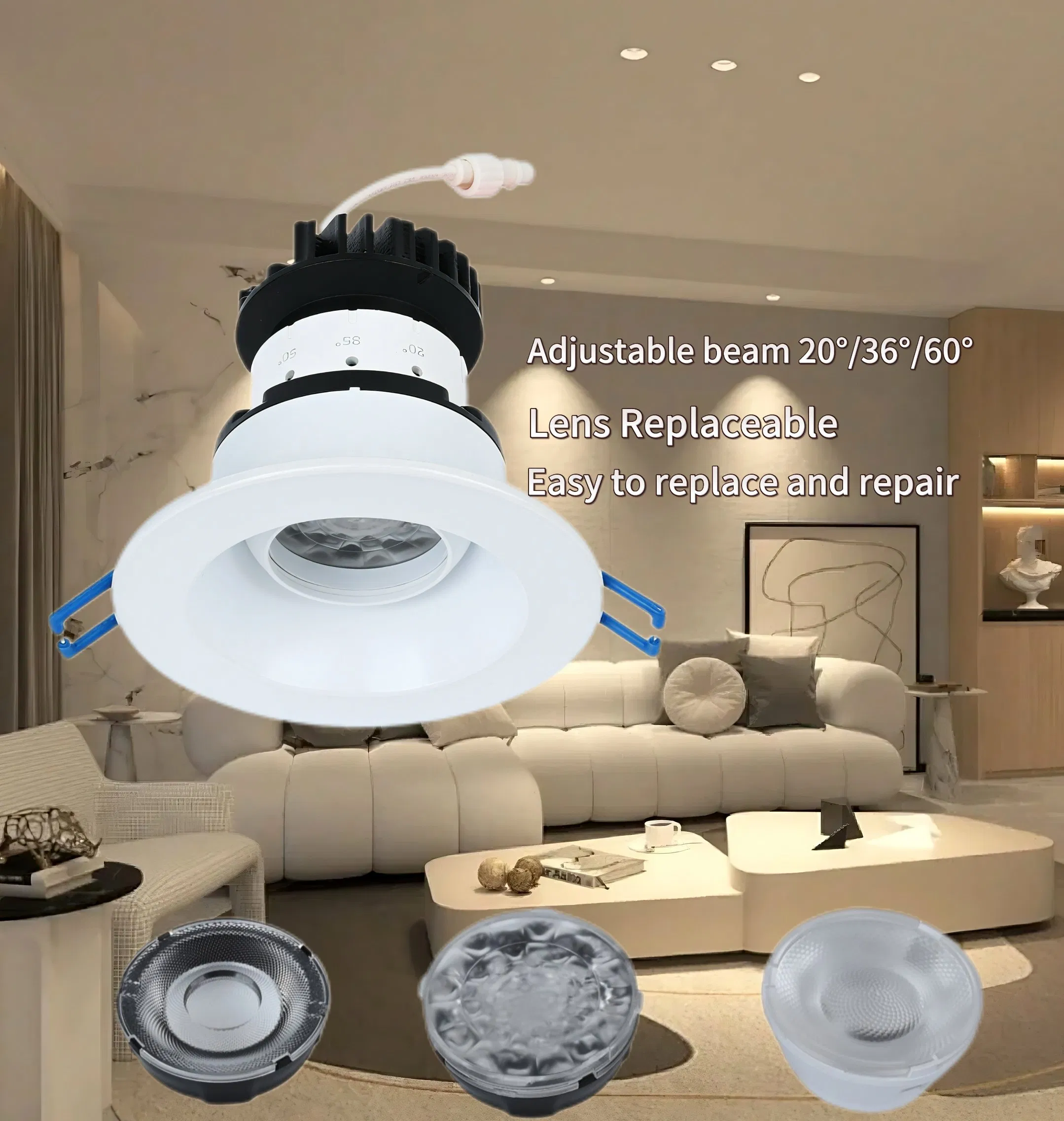 Adjustable Beam Angle CCT Commercial Down Light Ceiling 5-12W Recessed Hotel LED Downlight