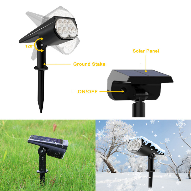 Outdoor Solar Lights Waterproof LED Spotlight Decorations for Garden Yard Dust to Down Uplighting Landscape Pathway