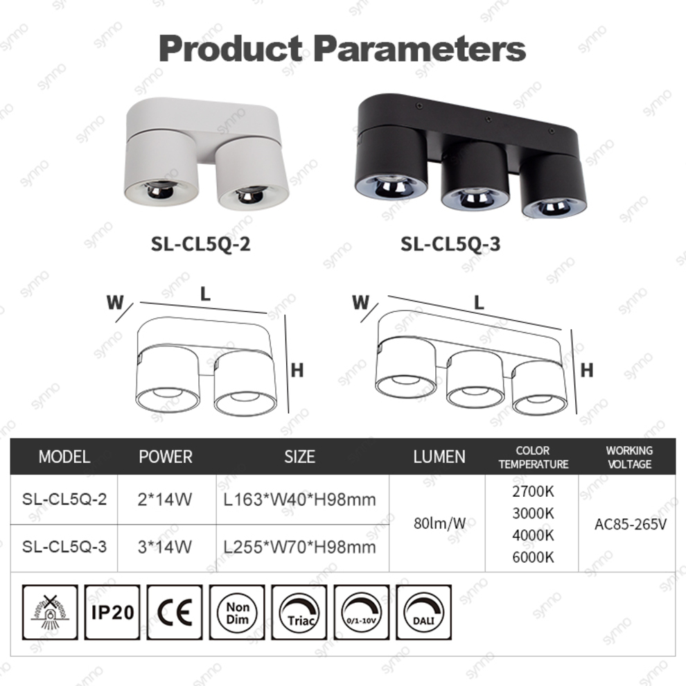 CCT Dimming Color Warm White Double Triple Heads LED Downlight