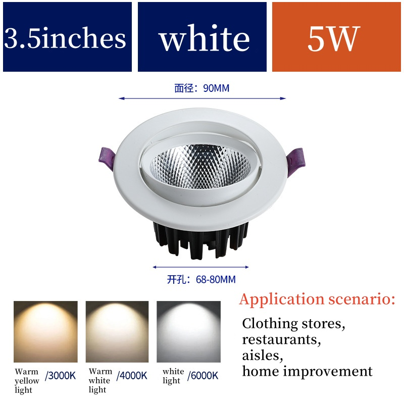 Embedded LED Ceiling Lamp Tricolor Changeable Ultra-Thin Downlight COB 9W 12W Anti Glare AC90V-220V Household Light Indoor