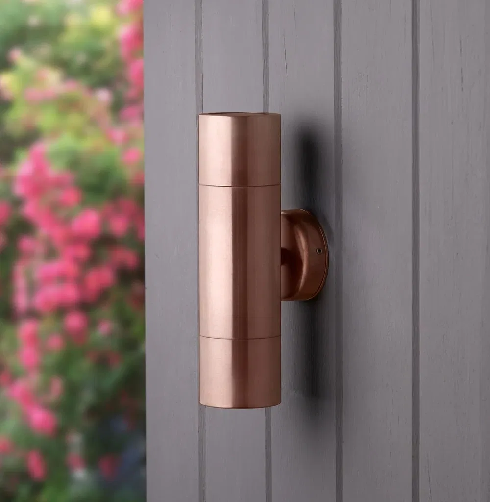 Double up &amp; Down Wall Light - Warm Stainless Steel Indoor/Outdoor White LED Bulbs Included - Matte Black Finish