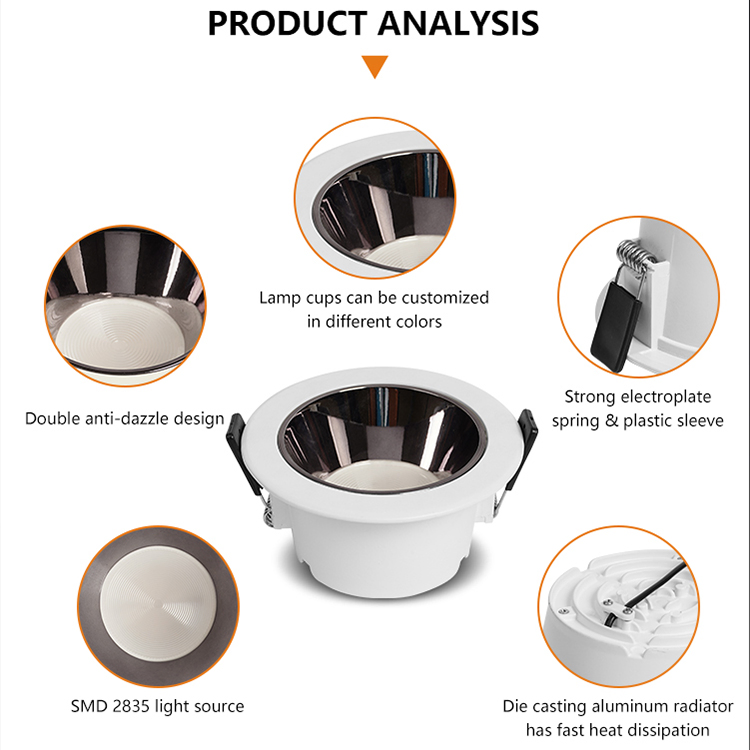 Customizable 7W LED Recessed Downlight for Commercial Spaces