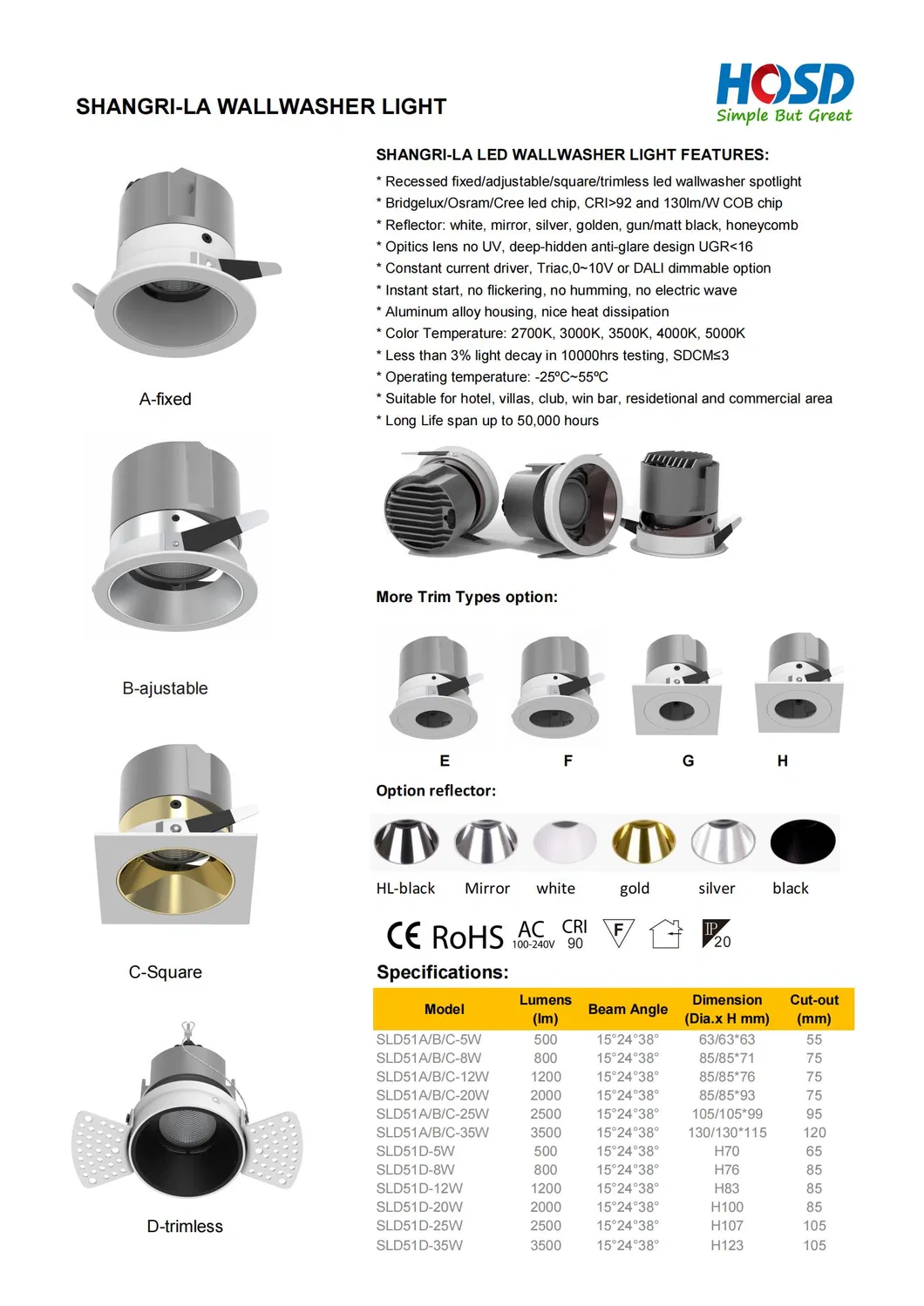 LED wallwasher downlight