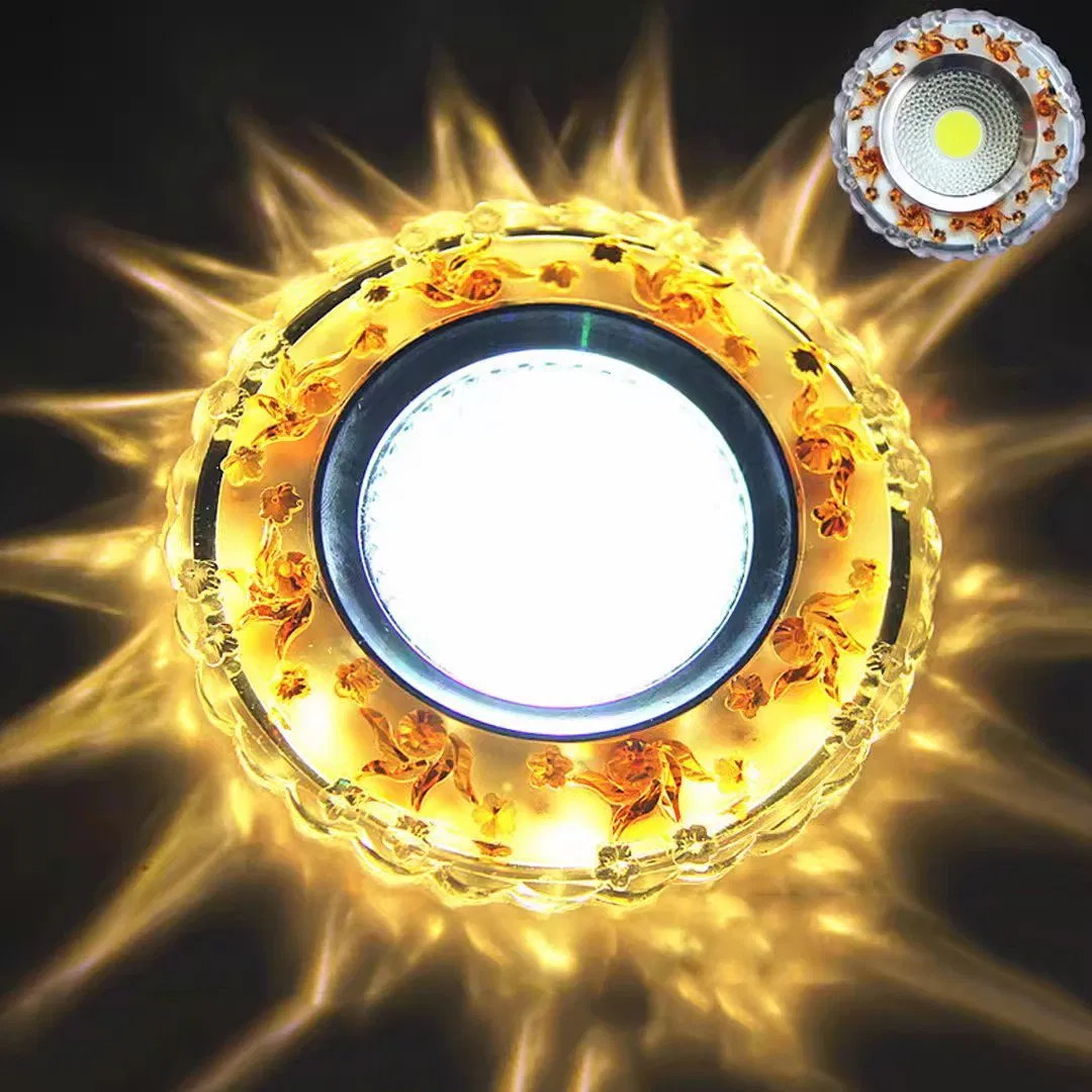 Crystal LED RGB Downlight 3W Recessed Ceiling Light with LED Decorative Spotlight for Creative Corridor in Hallway, Hallway, Living Room, Bedroom (RGB)