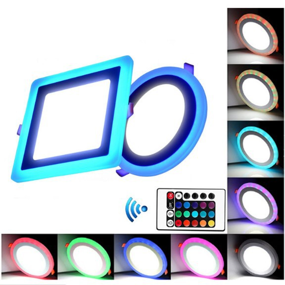 6/3W Concealed Round RGB Two-Color Panel Light Embedded Ceiling Light Downlight