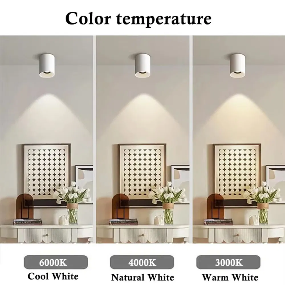 347V FT4 Full Spectrum CRI98 5W 7W Flicker Free Anti-Glare Surface Mounted LED Ceiling Downlight