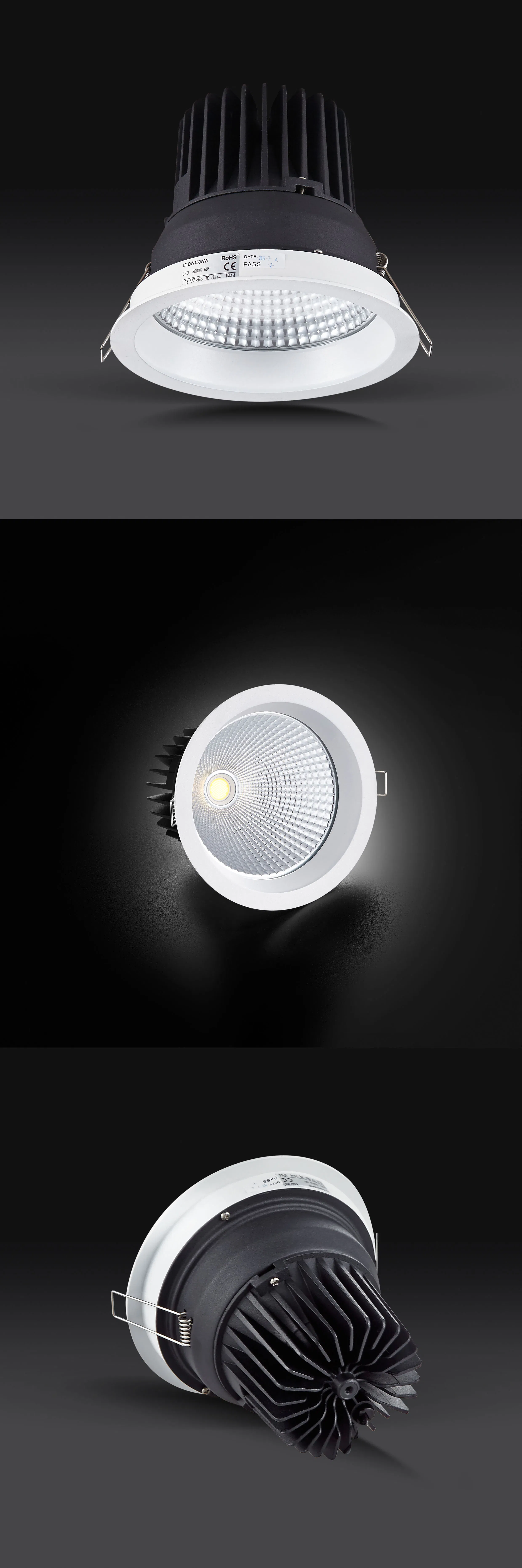 Aluminum 25W Warm White High Efficiency LED COB Spot Light Downlight