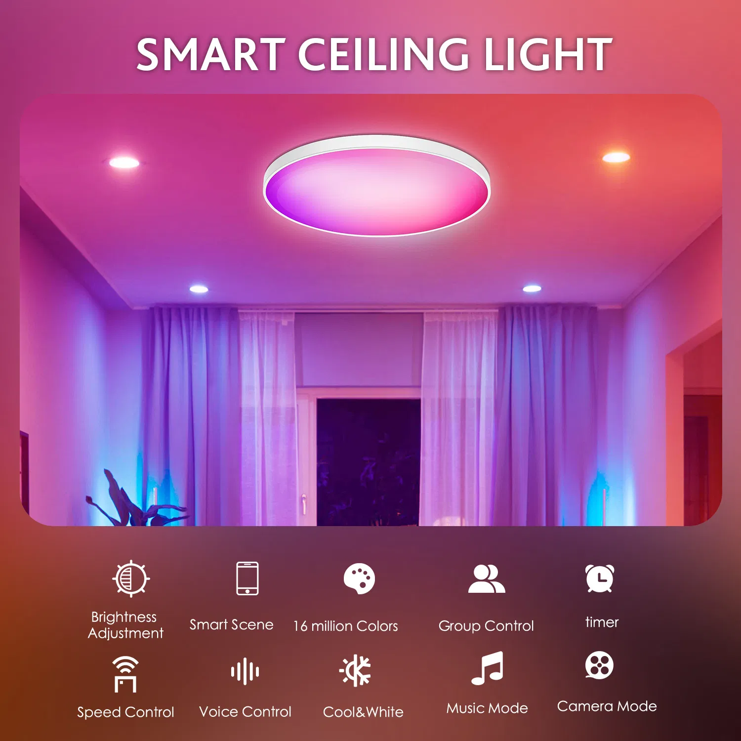 Round RGB Recessed Ceiling Color Changing APP Control WiFi LED Down Light Smart Light Alexa Voice Control