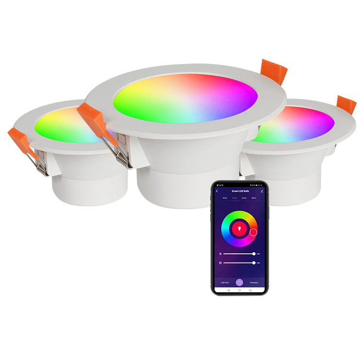 High Quality 7W 10W 3 Inches 4 Inches Recessed Mounted Ceiling Smart Alexa Control Commercial Lighting LED RGB Downlight