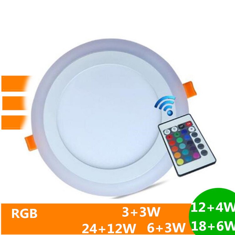 6/3W Concealed Round RGB Two-Color Panel Light Embedded Ceiling Light Downlight