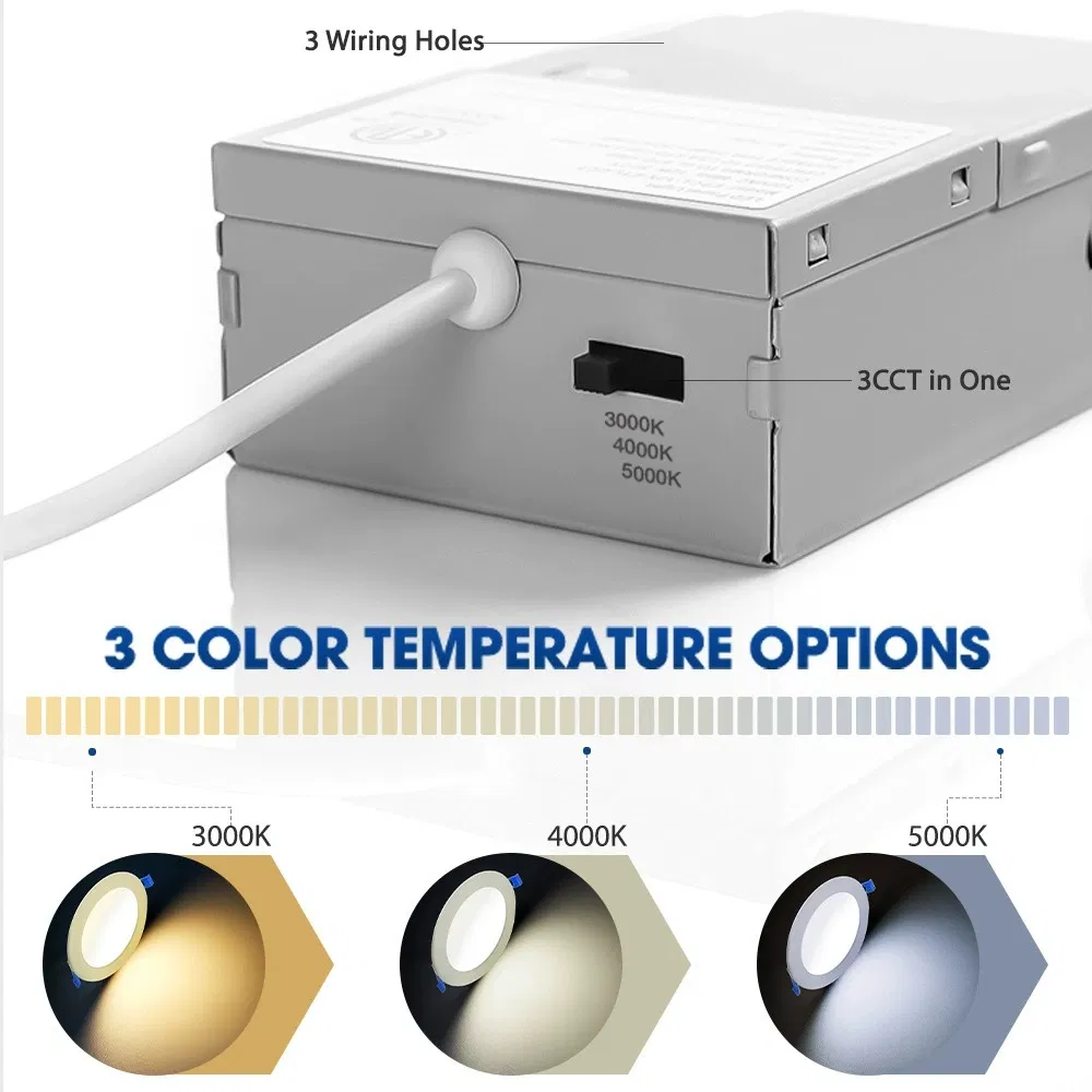 ETL North America Residential 4 6 Inches 3CCT 5CCT Dimmable Recessed LED Slim Panel Ceiling Light Flat Downlight