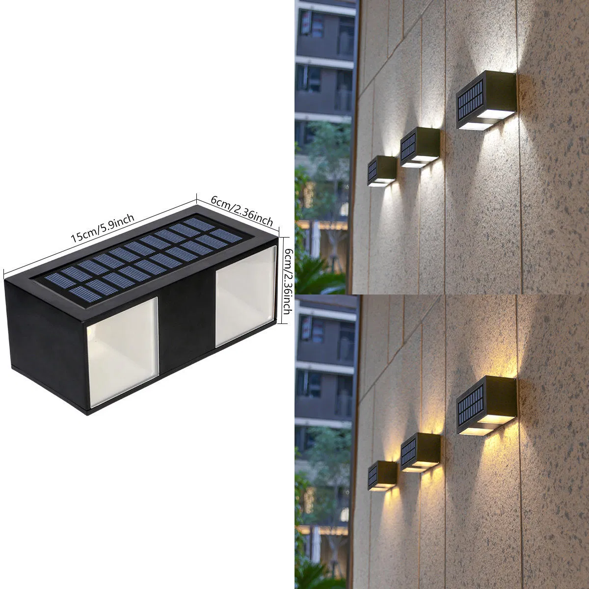 Solar Outdoor Waterproof Garden Lights LED Wall Lamps Decorative up and Down Lighting for Garden Yard