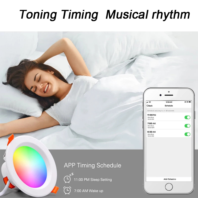 CE RoHS Approval Smart WiFi Tuya 3CCT + RGB LED Ceiling Lamp Energy Saving Dimmable LED Light Adjustable Indoor Office LED Round Downlight