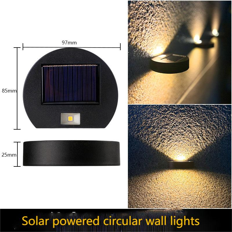 Solar Outdoor Round up and Down Wall Light LED Waterproof Courtyard Garden Corridor Villa Balcony Lamp