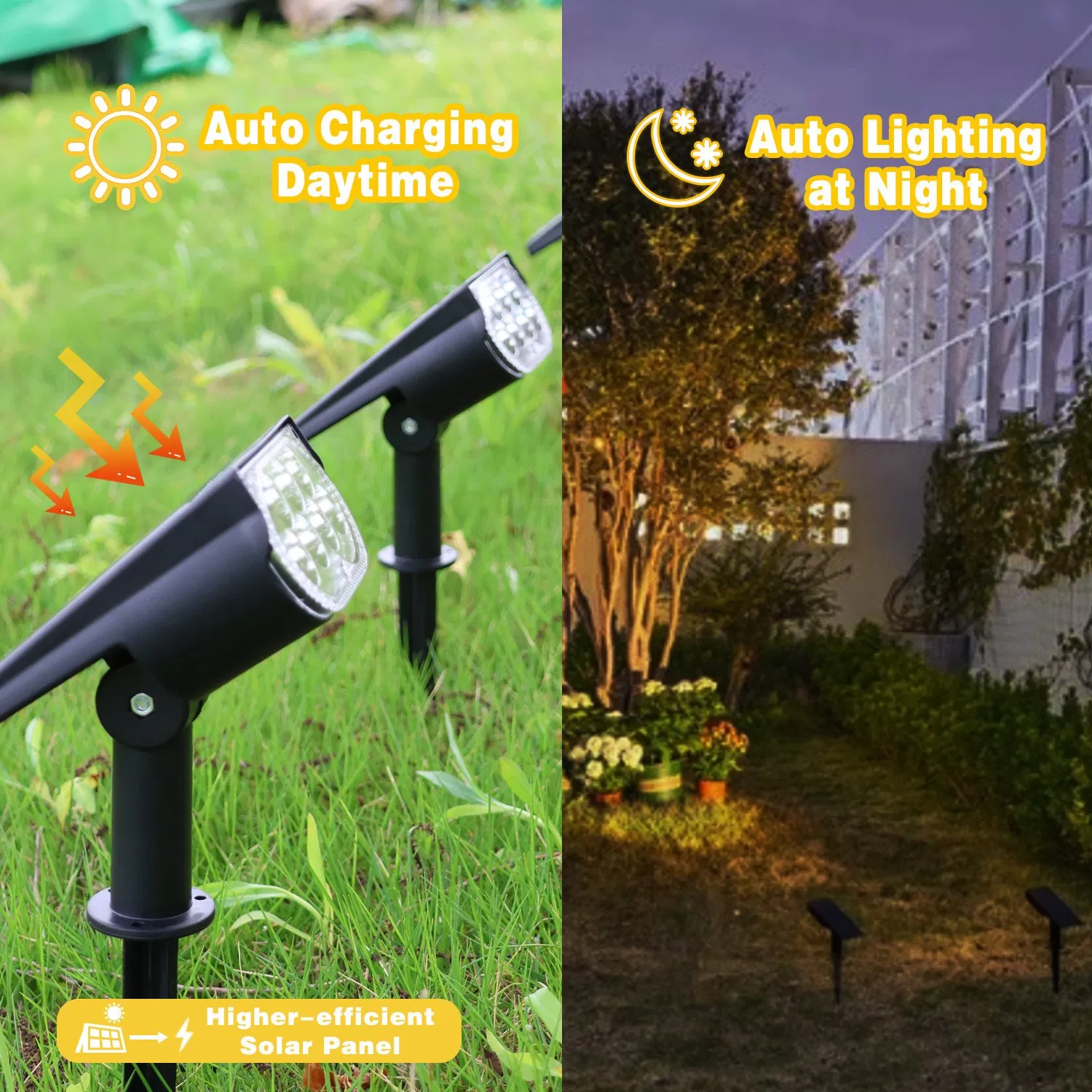 Outdoor Solar Lights Waterproof LED Spotlight Decorations for Garden Yard Dust to Down Uplighting Landscape Pathway