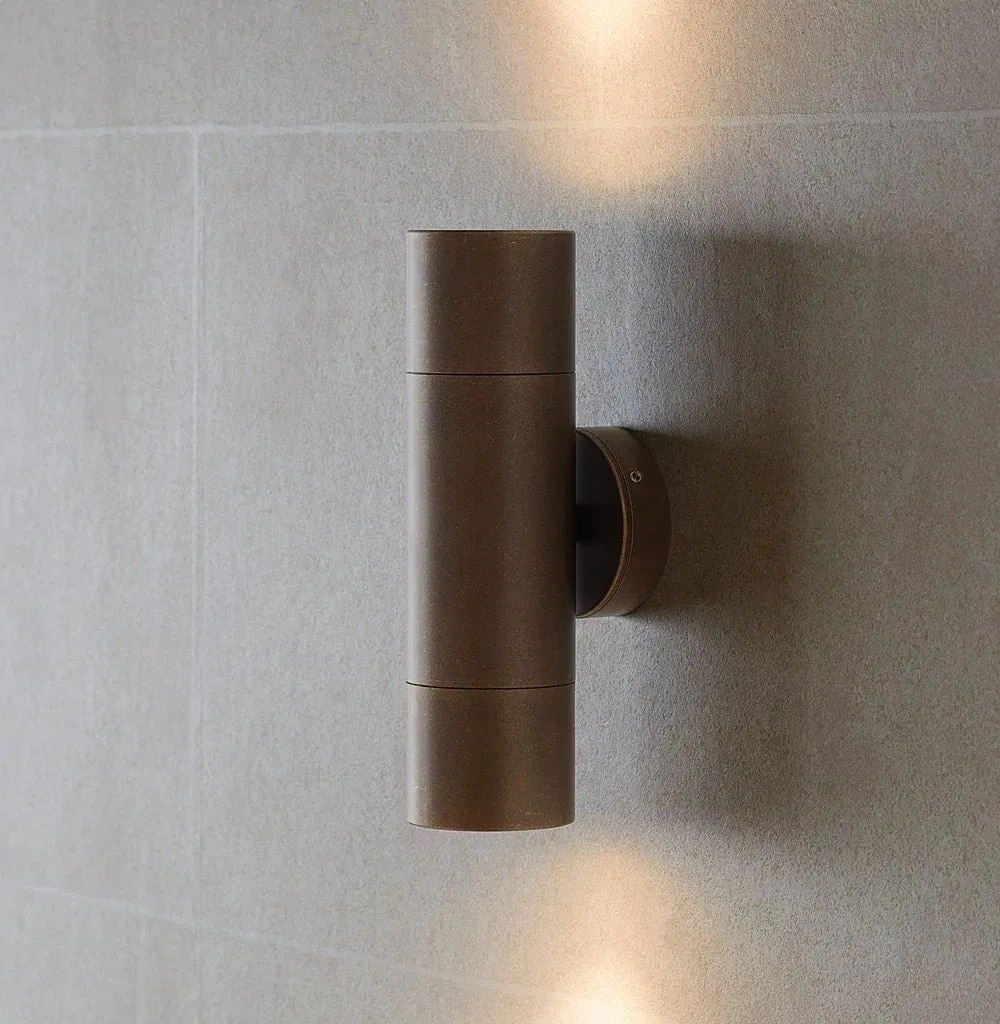 Double up &amp; Down Wall Light - Warm Stainless Steel Indoor/Outdoor White LED Bulbs Included - Matte Black Finish