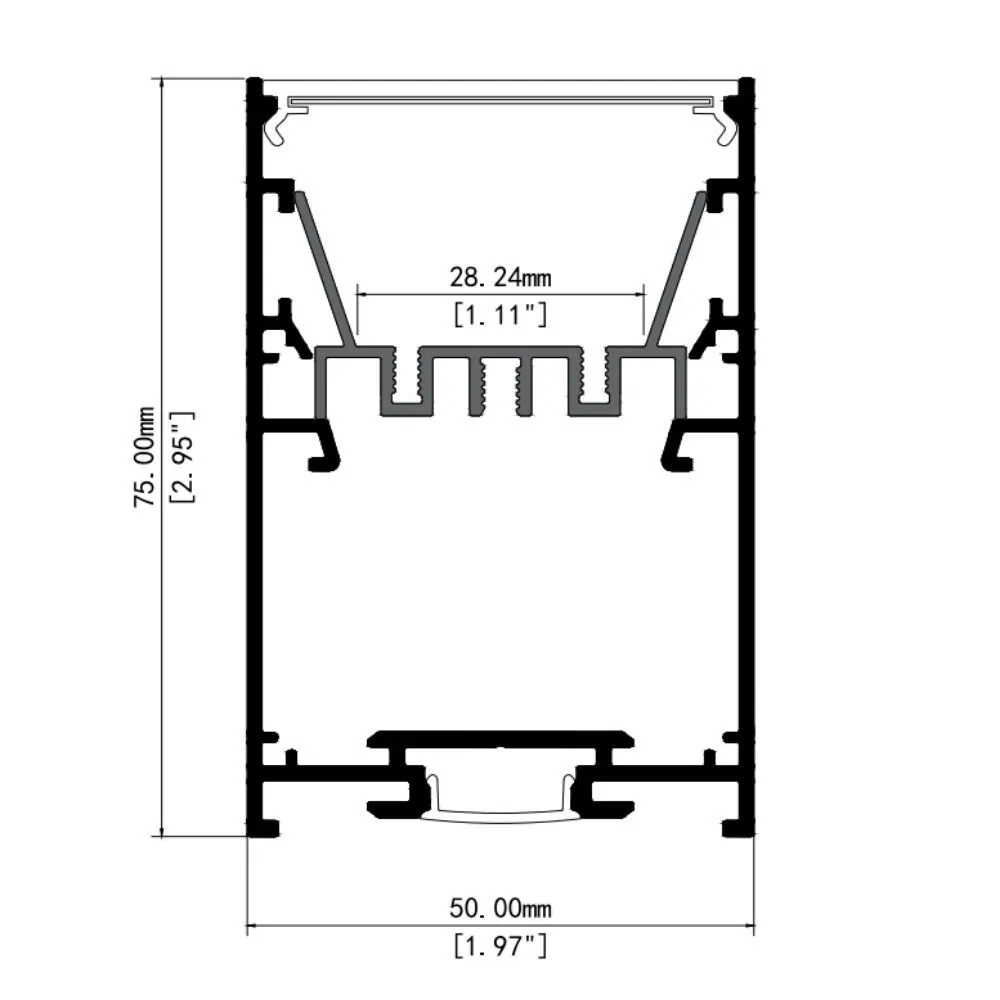 Wholesale Price 50*75mm LED Linear Pendant Light Aluminium Profile up and Down LED Industrial Light Hotel Lobby Office Ceiling