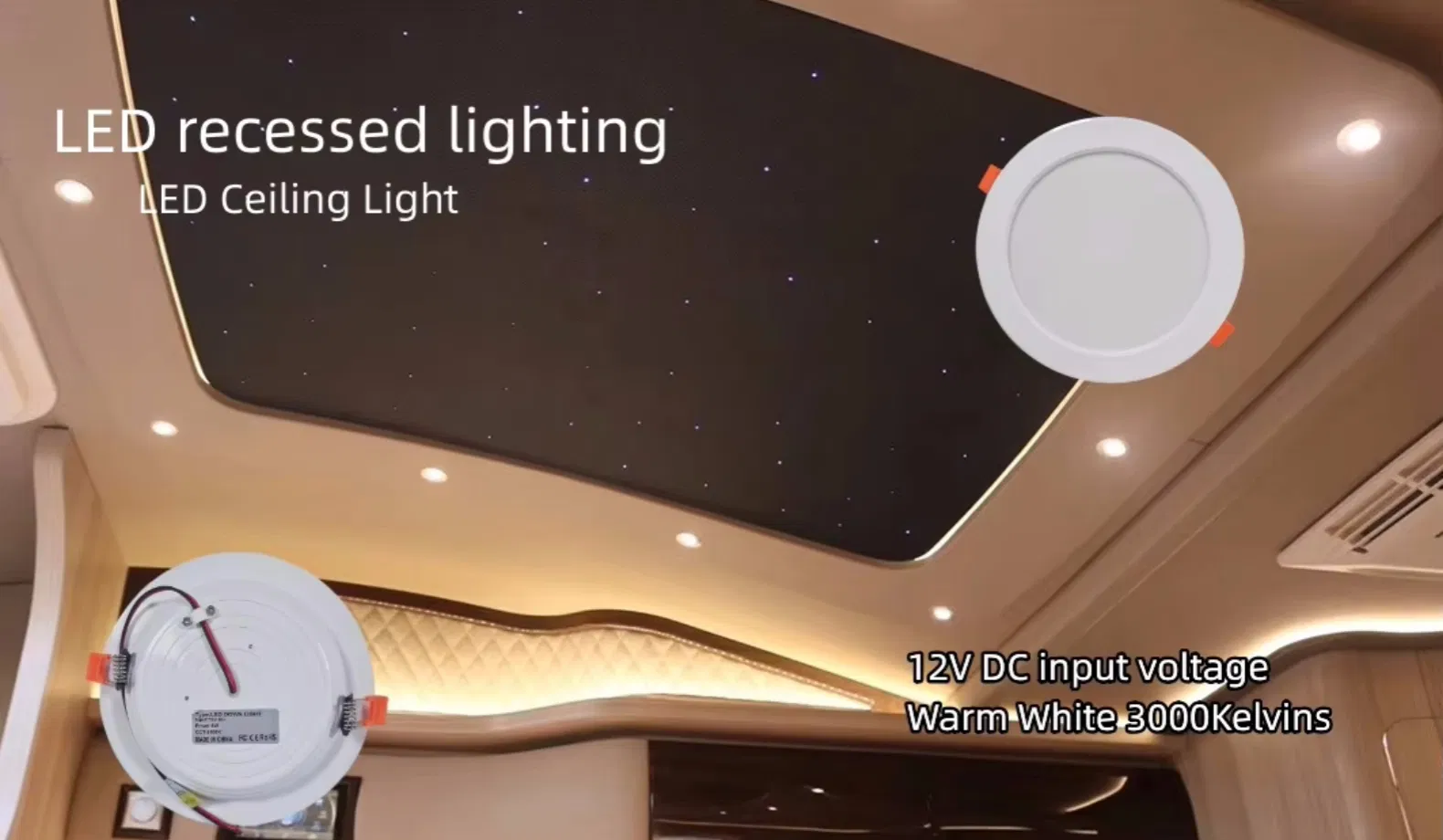Modern 24V DC 8W LED Down Light Panel &amp; Ceiling Light 7inch Diameter Low Voltage Cool Warm White for RV Camper Trunks