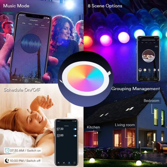 CE RoHS LED Smart RGB Time Setting 6W9w12W18W24W Tuya WiFi Control Panel Light LED Down Light