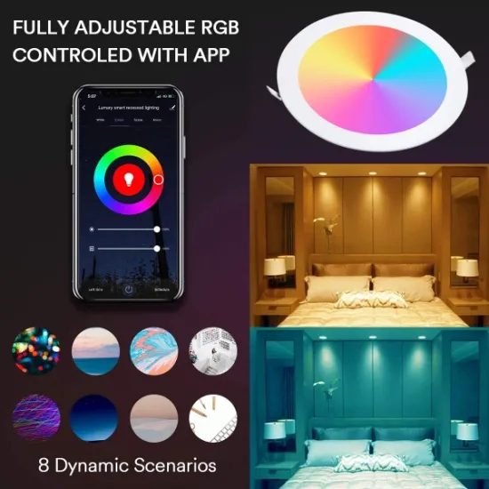 CE RoHS LED Smart RGB Time Setting 6W9w12W18W24W Tuya WiFi Control Panel Light LED Down Light
