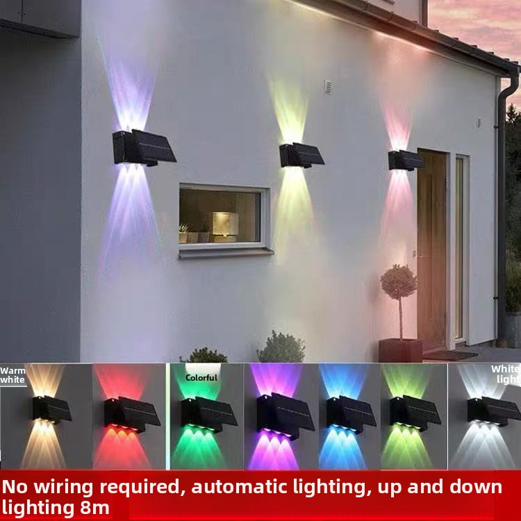 Solar Up/Down LED Wall Lamp Aluminum Solar Powered Outdoor Garden Light Waterproof Dimmable